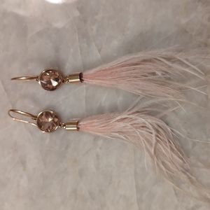 Pale Pink Anthro Feather Earrings